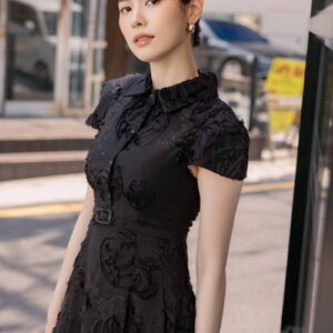 Black Organza Flared Dress